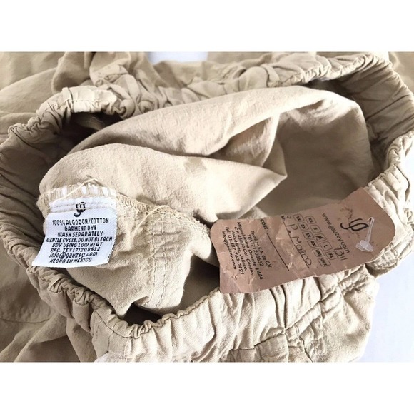 Gauzey | Wide Leg Capris Womens Size M Brown Cotton Drawstring Waist - Picture 9 of 10